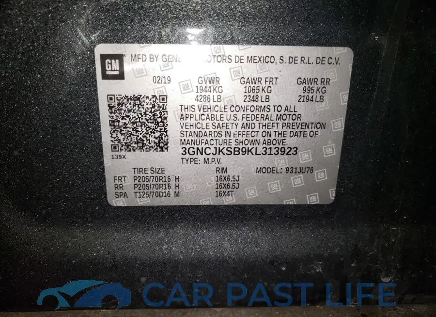 3GNCJKSB9KL313923# 12