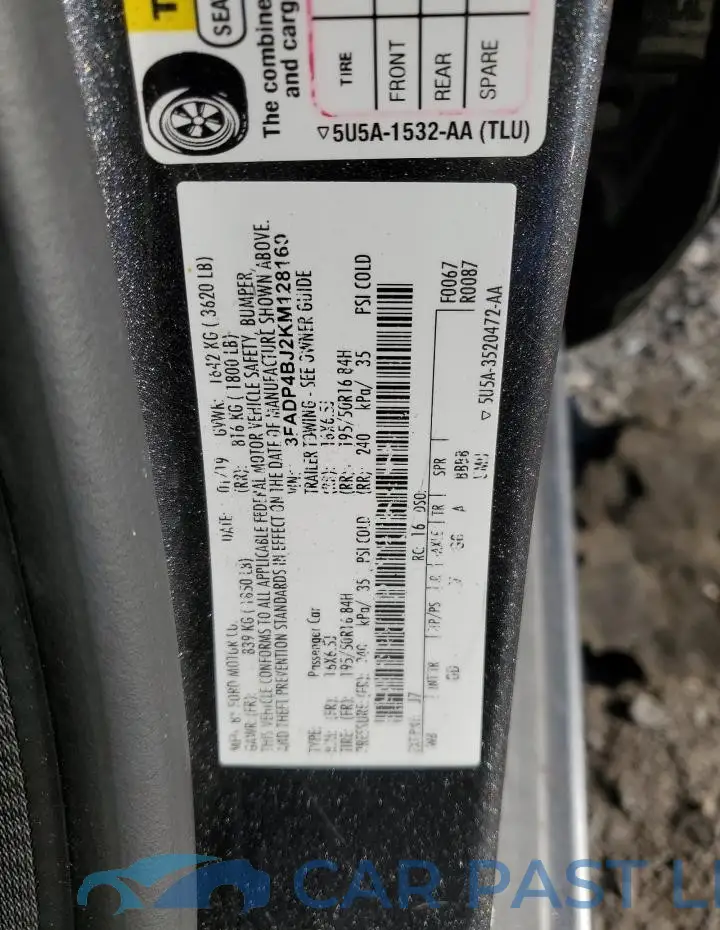 3FADP4BJ2KM128160# 12