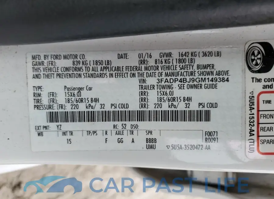 3FADP4BJ9GM149384# 13