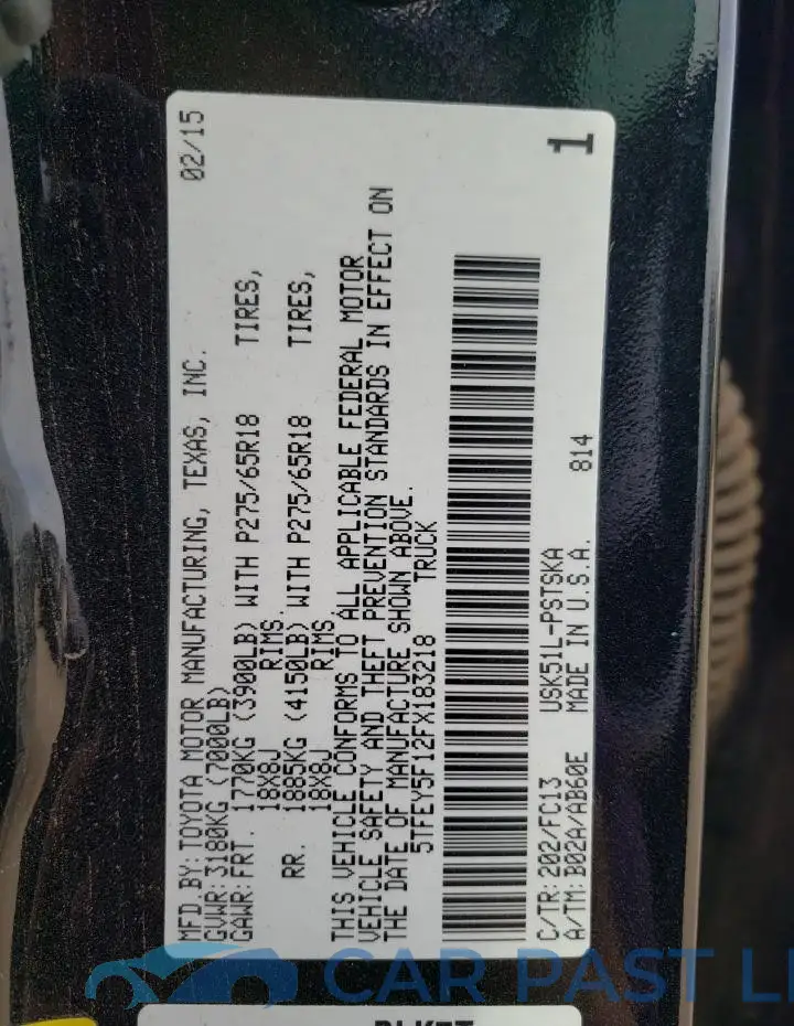 5TFEY5F12FX183218# 12
