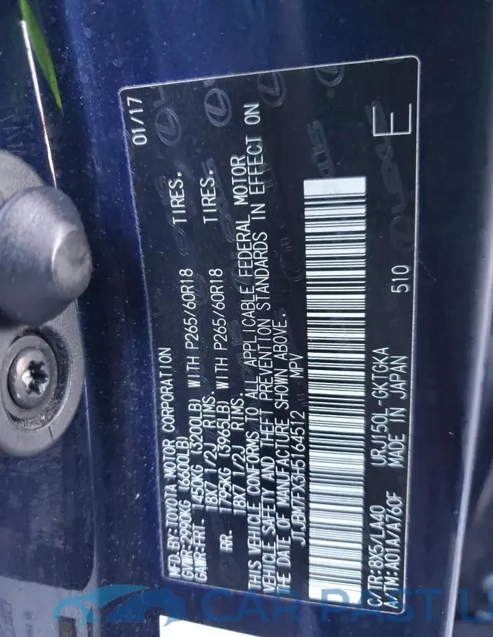 JTJBM7FX3H5164512# 13