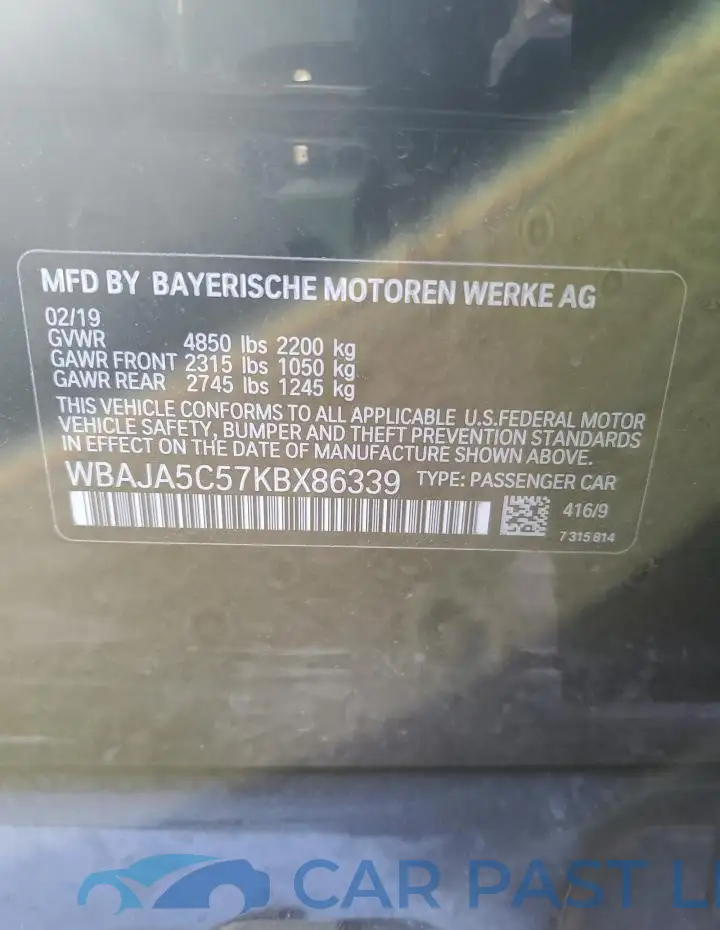 WBAJA5C57KBX86339# 12