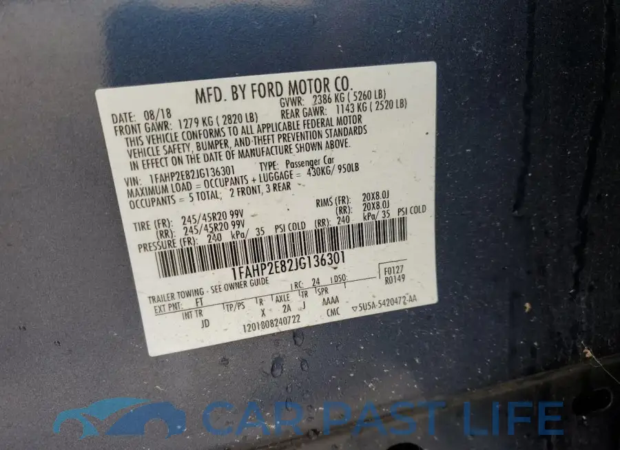 1FAHP2E82JG136301# 12