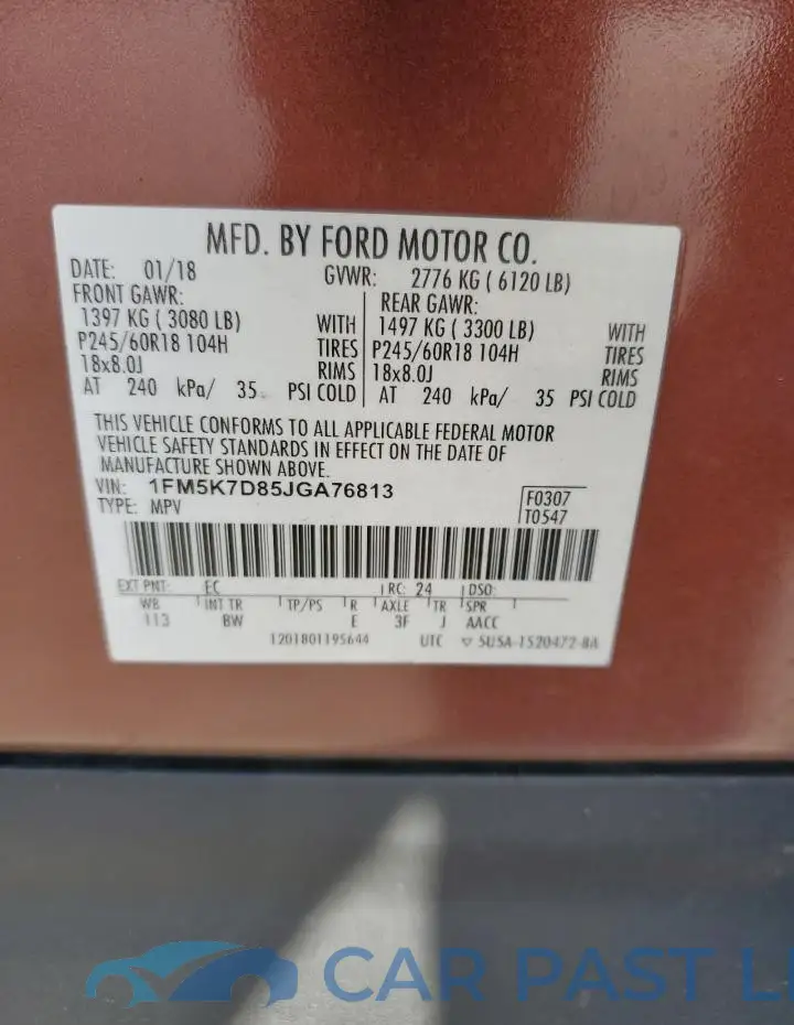 1FM5K7D85JGA76813# 14