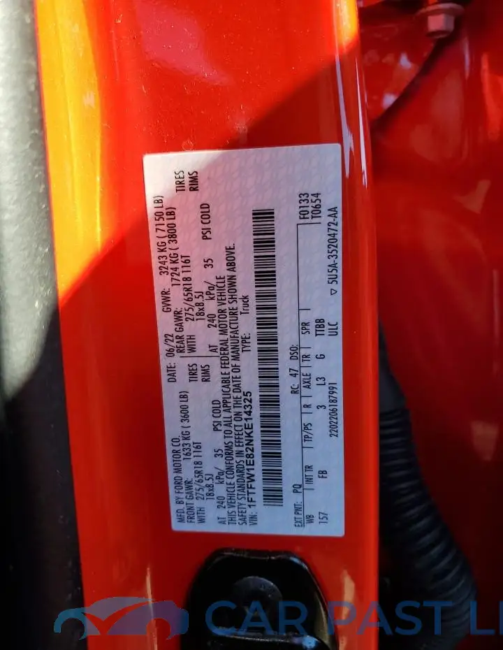 1FTFW1E82NKE14325# 12