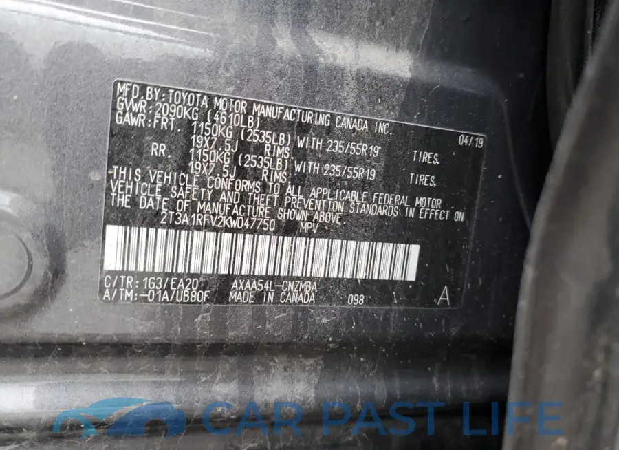 2T3A1RFV2KW047750# 12