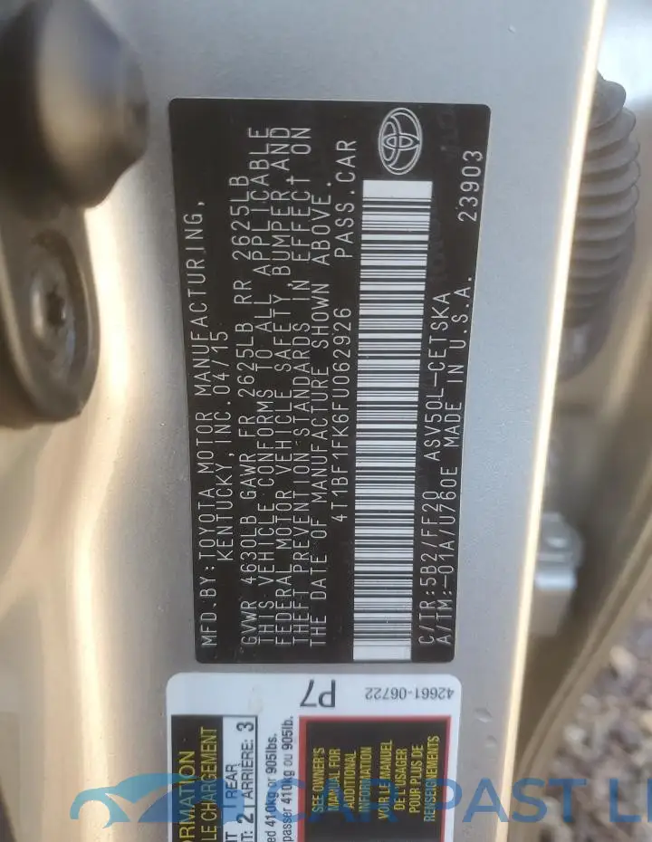 4T1BF1FK6FU062926# 12