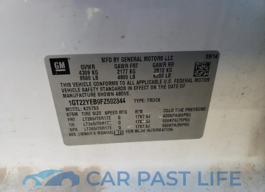 1GT22YEB9FZ502344# 12