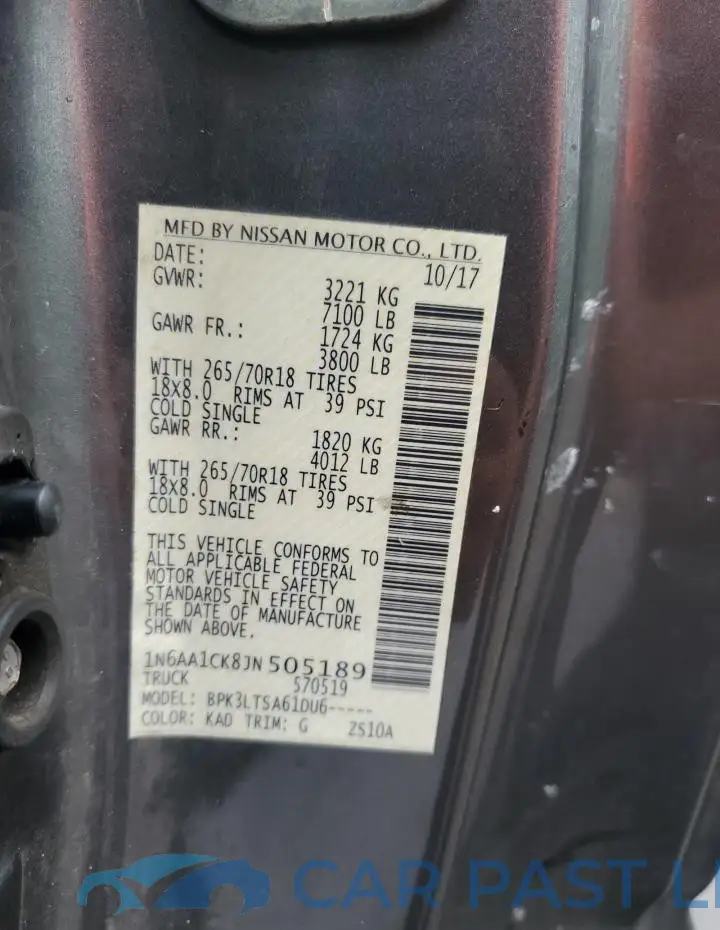1N6AA1CK8JN505189# 12