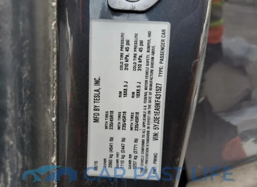 5YJ3E1EA9KF431527# 12