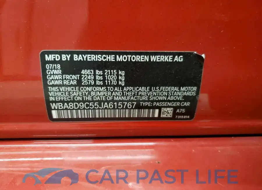 WBA8D9C55JA615767# 12