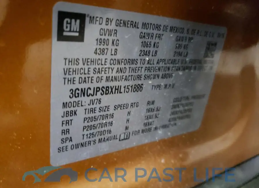 3GNCJPSBXHL151886# 12