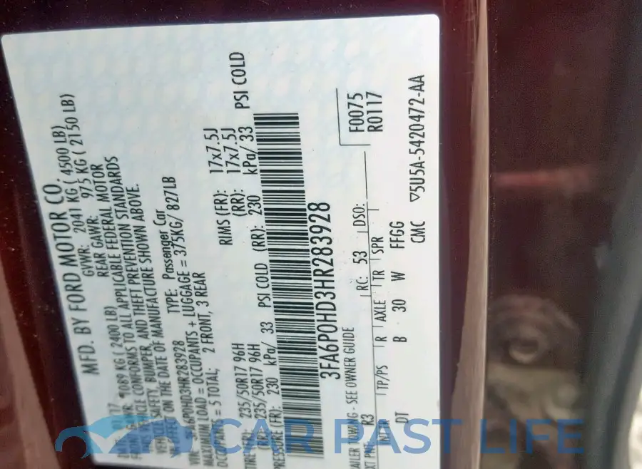 3FA6P0HD3HR283928# 10
