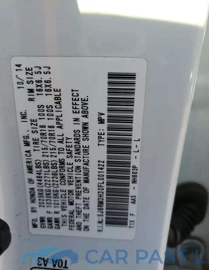 5J6RM3H30FL001422# 13
