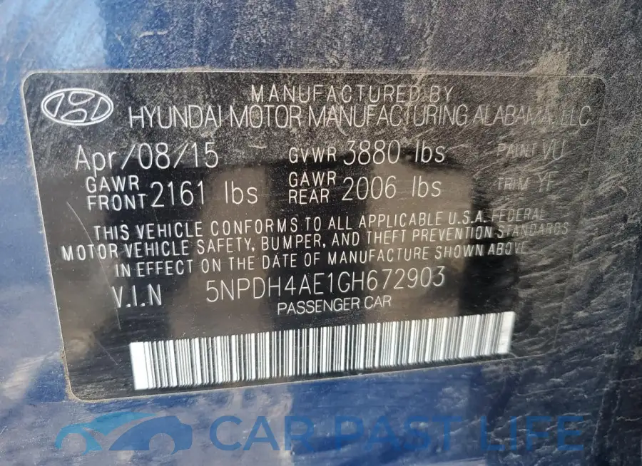 5NPDH4AE1GH672903# 12