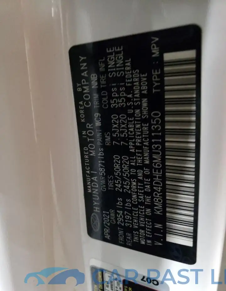 KM8R4DHE6MU311350# 12