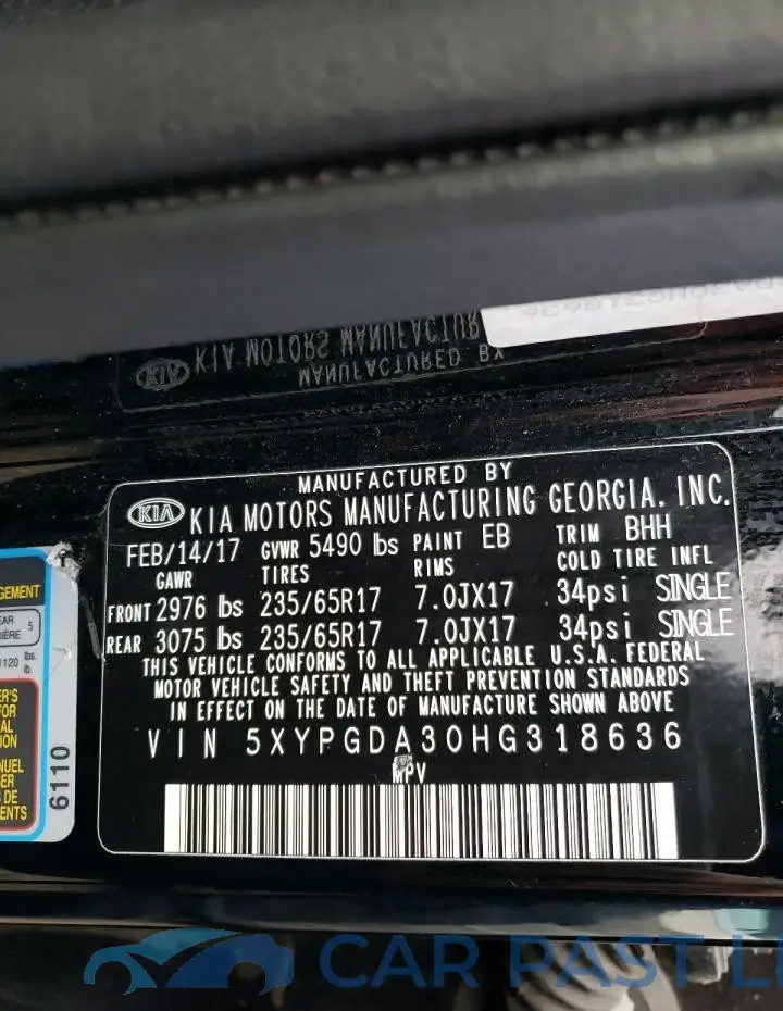 5XYPGDA30HG318636# 13