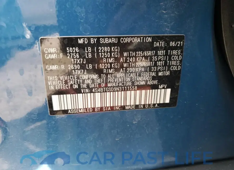 4S4BTGSD9N3111558# 12