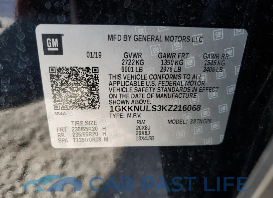 1GKKNULS3KZ216068# 14