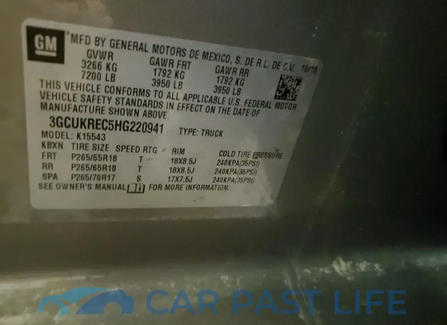 3GCUKREC5HG220941# 12