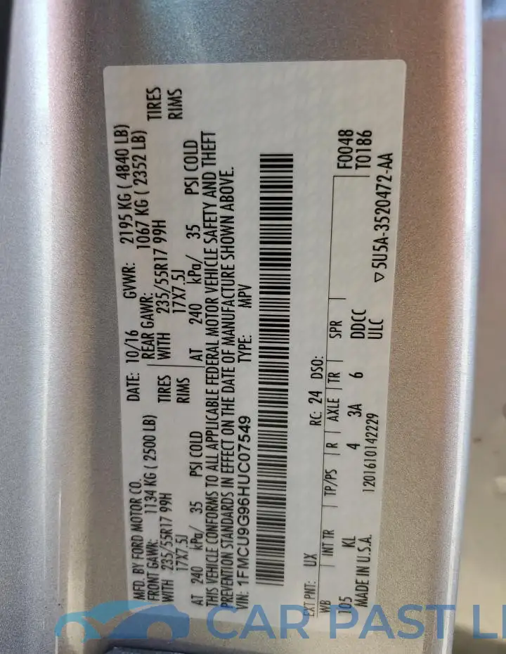 1FMCU9G96HUC07549# 14