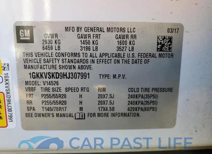 1GKKVSKD9HJ307991# 13