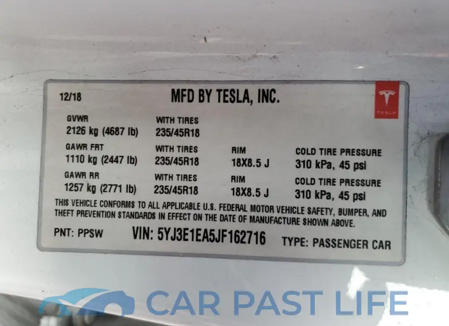 5YJ3E1EA5JF162716# 12