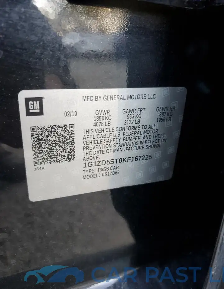 1G1ZD5ST0KF167225# 12