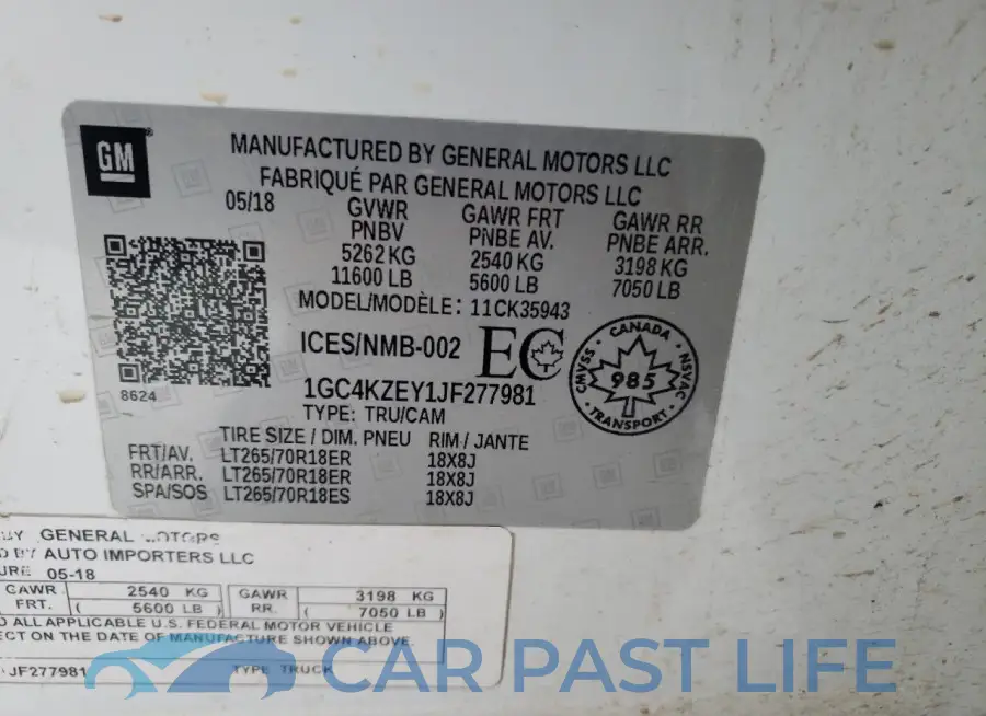 1GC4KZEY1JF277981# 12
