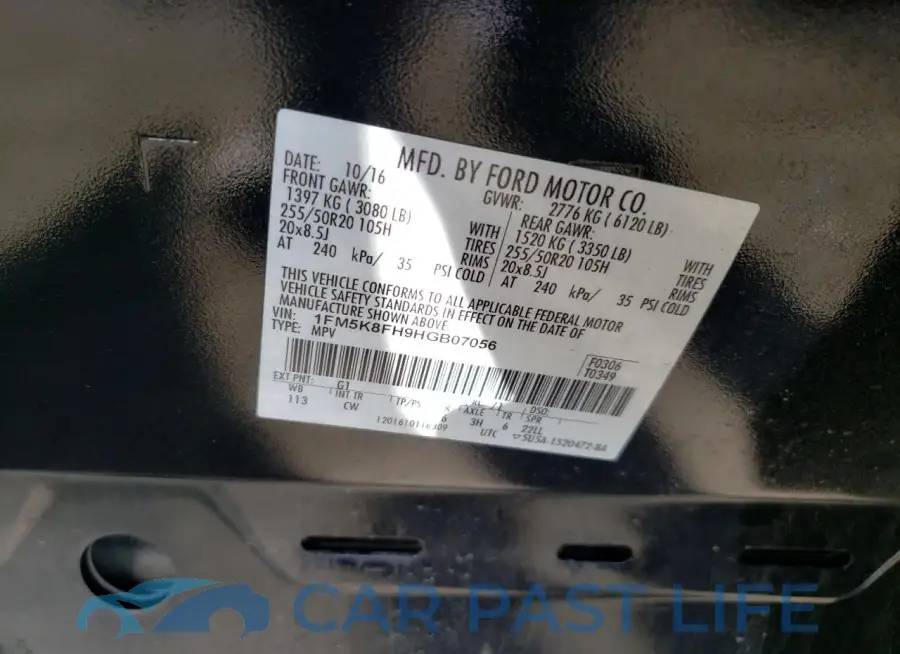 1FM5K8FH9HGB07056# 12