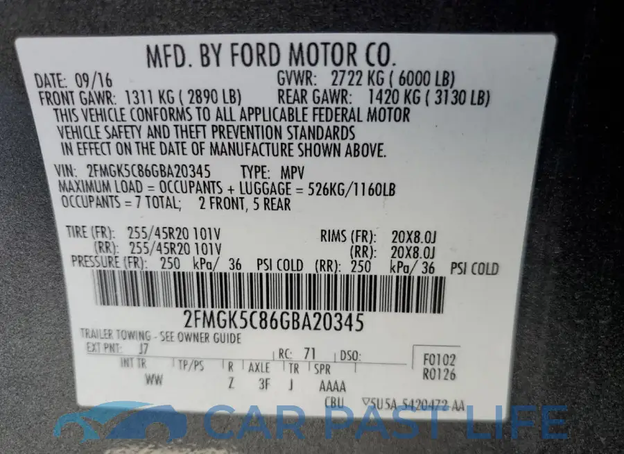 2FMGK5C86GBA20345# 12