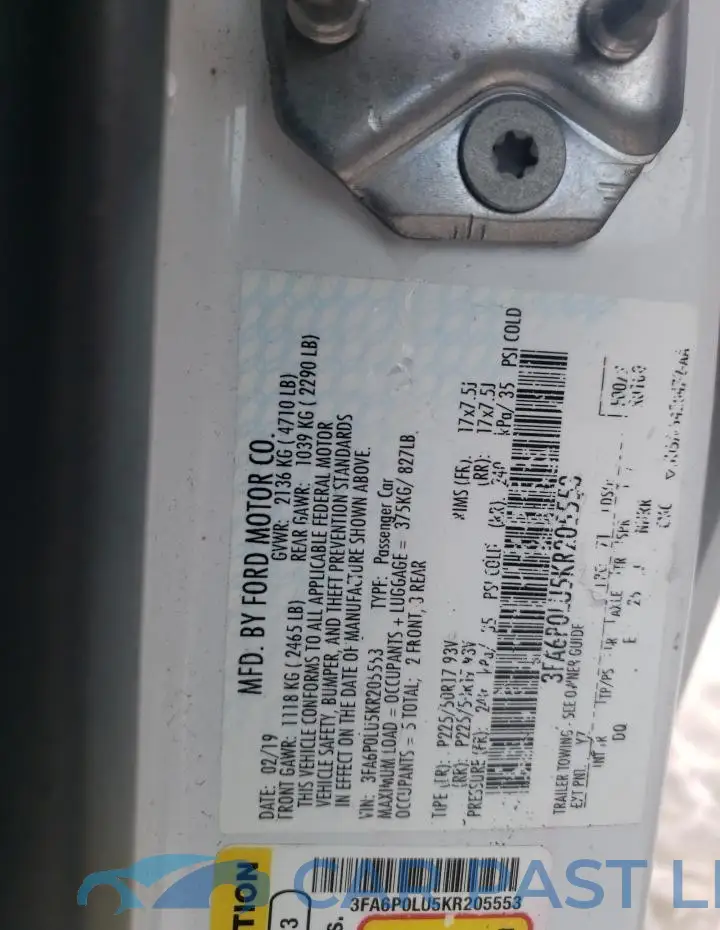 3FA6P0LU5KR205553# 12