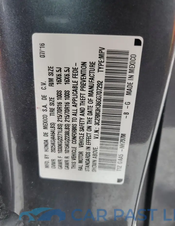 3CZRM3H36GG707292# 13