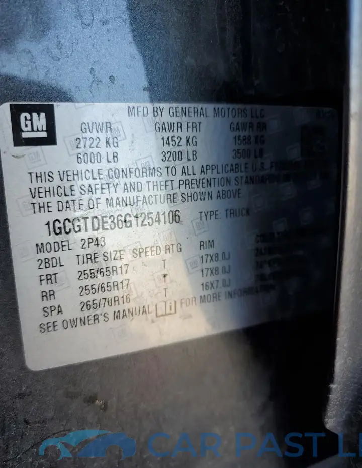 1GCGTDE36G1254106# 12