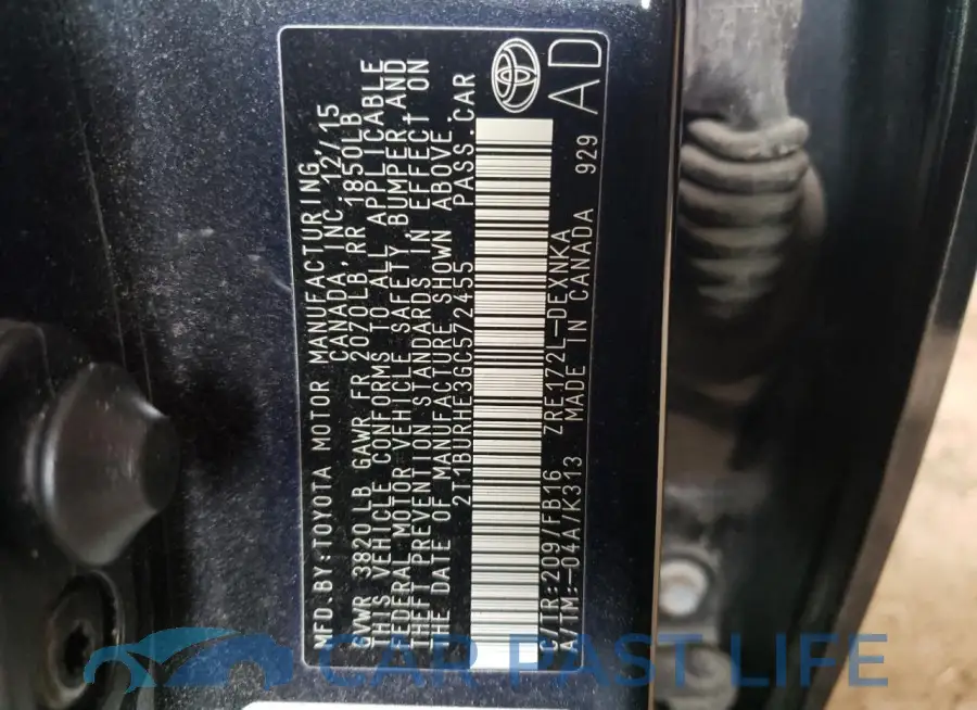 2T1BURHE3GC572455# 12