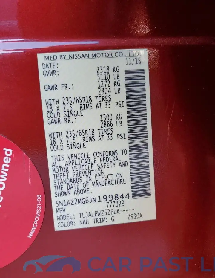 5N1AZ2MG6JN199844# 12