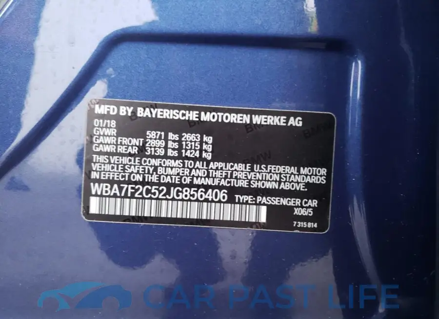 WBA7F2C52JG856406# 12