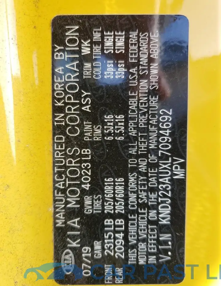 KNDJ23AUXL7094692# 13