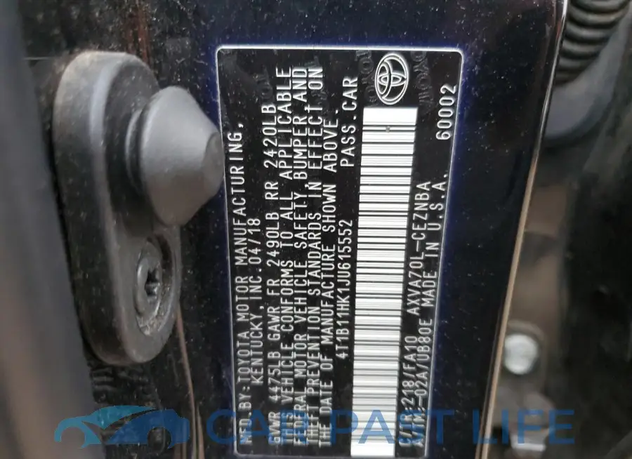4T1B11HK1JU615552# 12