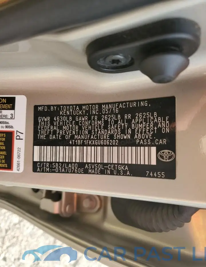 4T1BF1FKXGU606202# 12