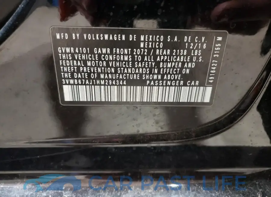 3VWB67AJ1HM294344# 12