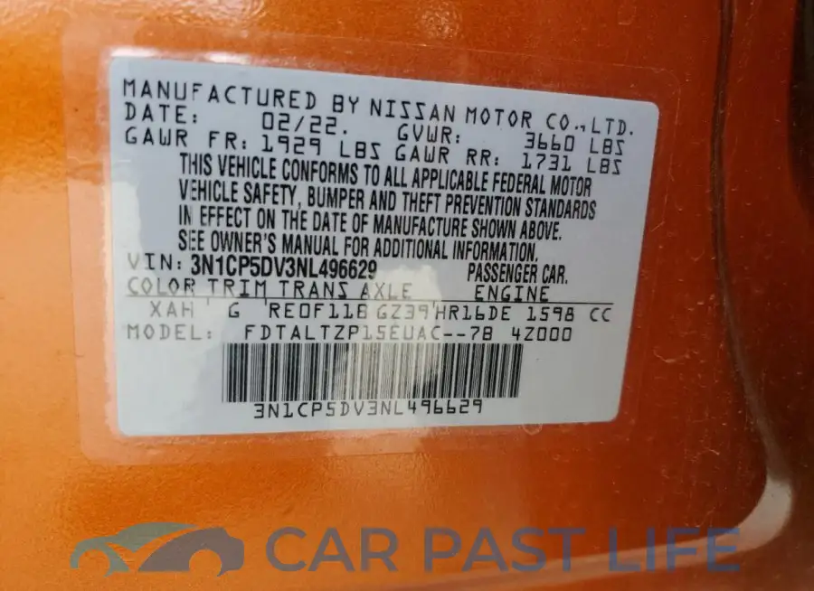 3N1CP5DV3NL496629# 14