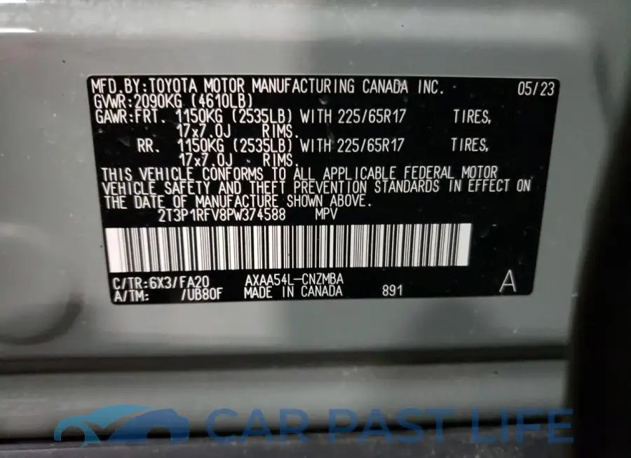2T3P1RFV8PW374588# 12