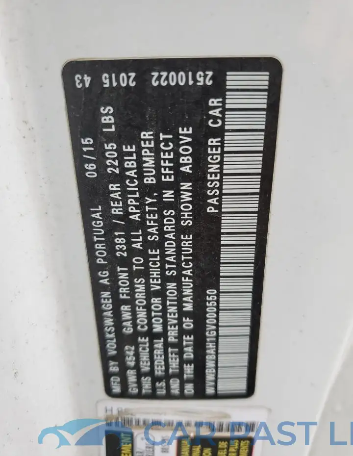 WVWBW8AH1GV000550# 12