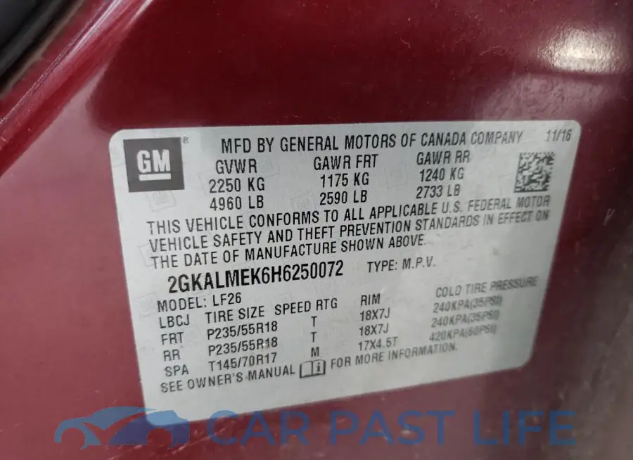 2GKALMEK6H6250072# 13