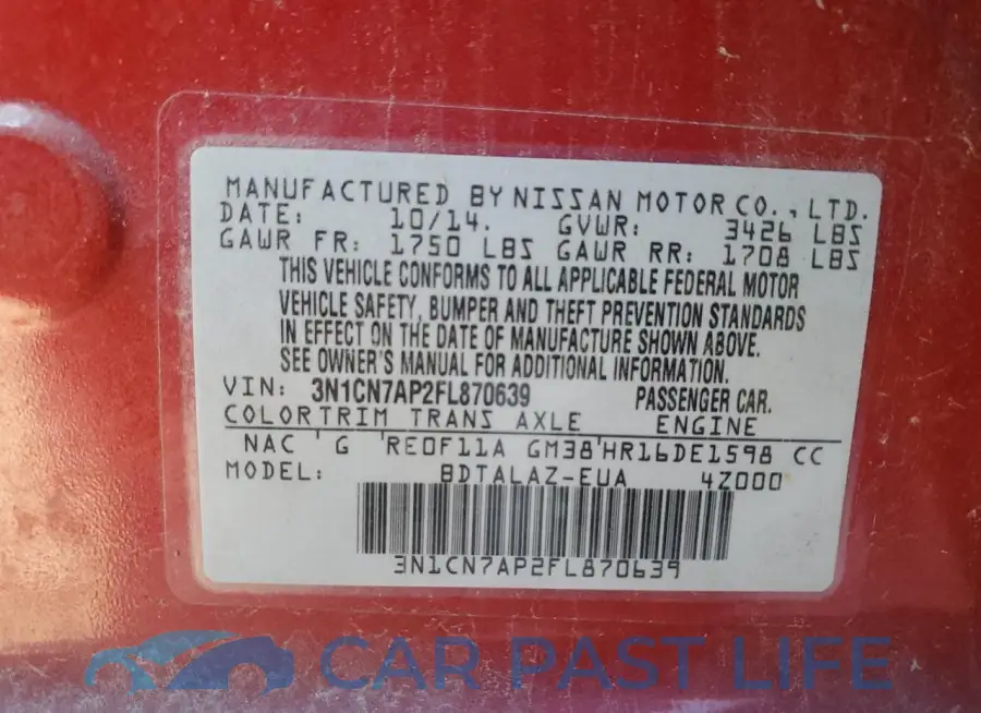 3N1CN7AP2FL870639# 12