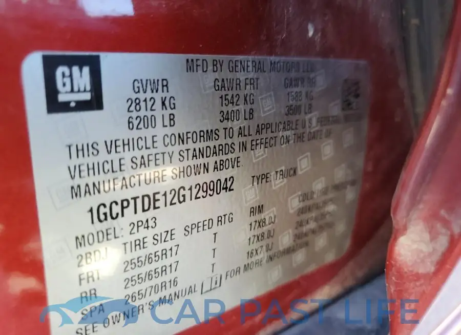 1GCPTDE12G1299042# 12