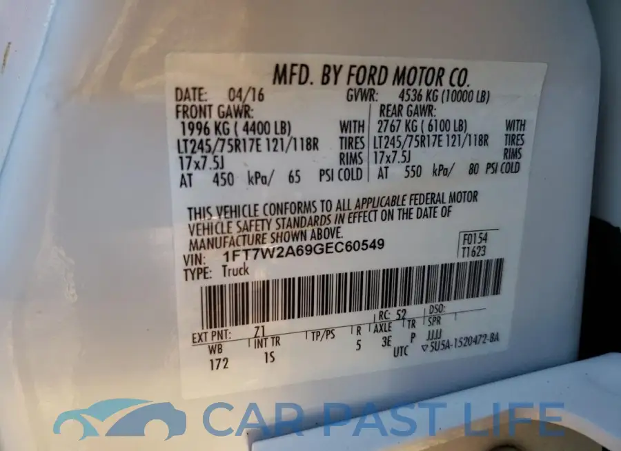 1FT7W2A69GEC60549# 12