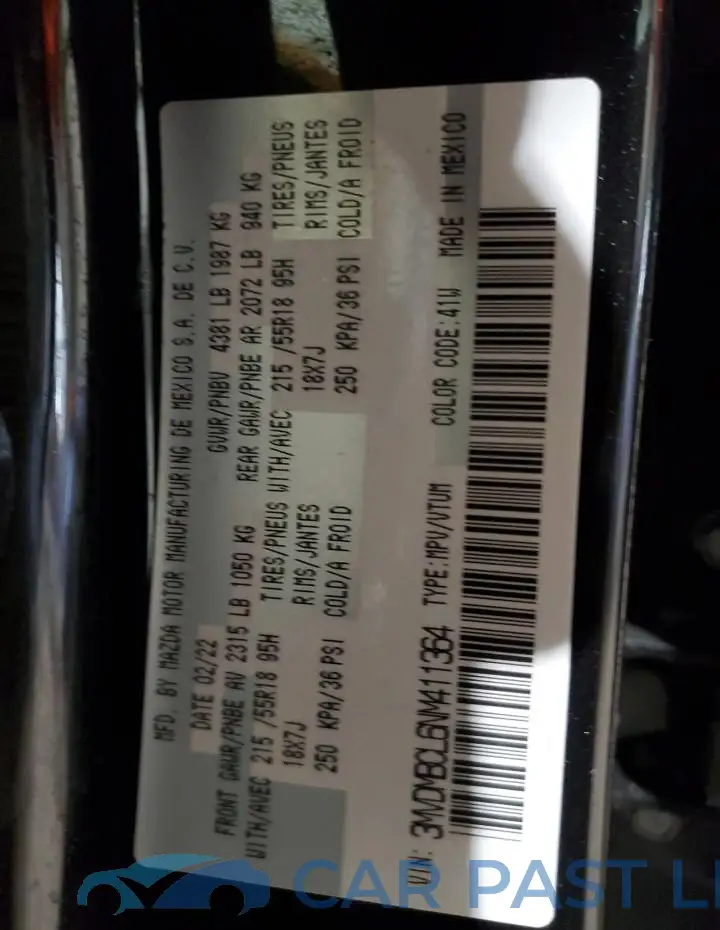 3MVDMBCL6NM411364# 12