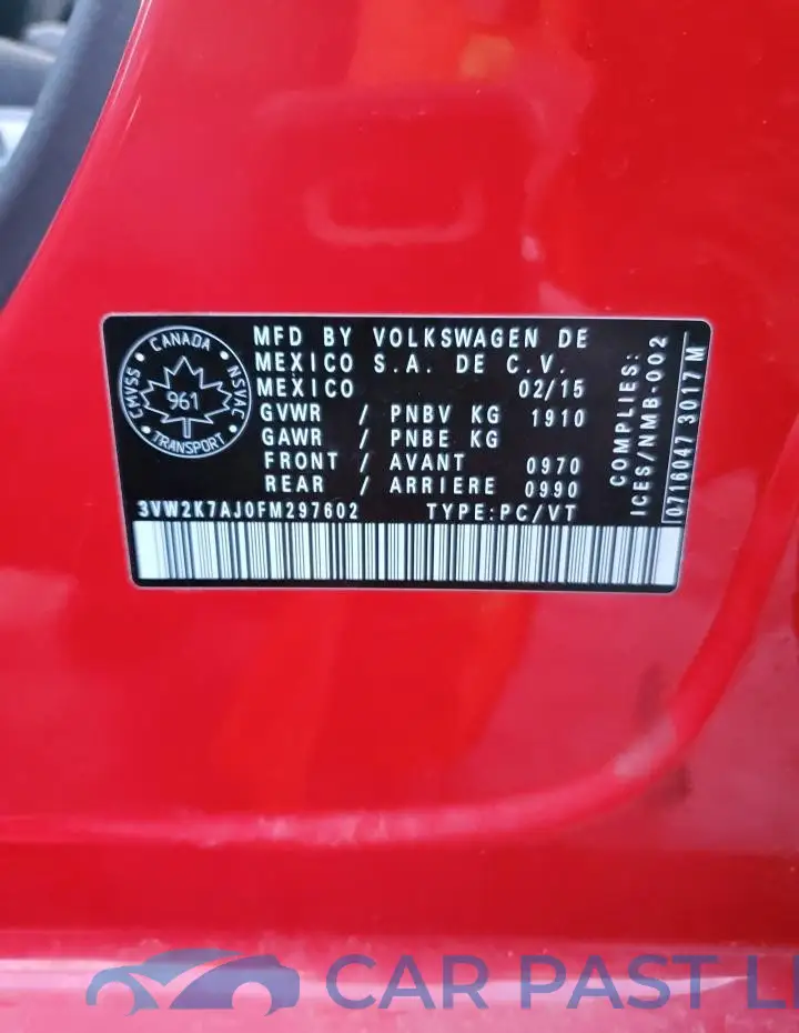3VW2K7AJ0FM297602# 12